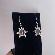 Load image into Gallery viewer, Amethyst Snowflake/Star Wire-Wrapped Earrings