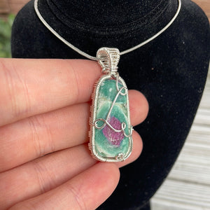 Ruby Fuchsite Wire-Wrapped Pendant