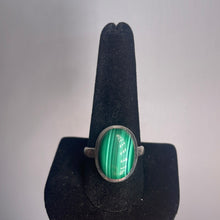 Load image into Gallery viewer, Malachite Size 11 Sterling Silver Ring