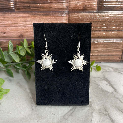 Howlite Snowflake/Star Wire-Wrapped Earrings