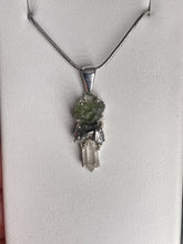 Load image into Gallery viewer, Moldavite, Campo Del Cielo Meteorite & Herkimer Diamond Sterling Silver Pendant