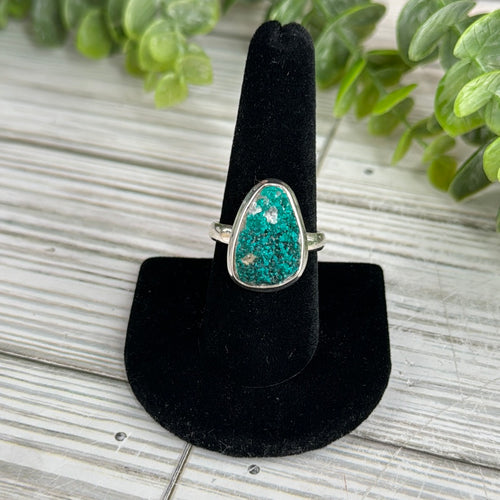 Dioptase Sterling Silver Ring SZ10