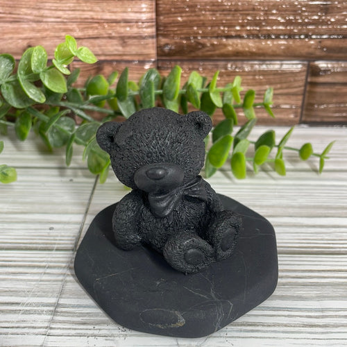 Shungite (Reconstituted) Teddy Bear Carving
