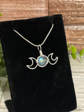 Load image into Gallery viewer, Labradorite Triple Moon Wire-Wrapped Pendant