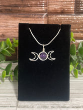 Load image into Gallery viewer, Amethyst Triple Moon Wire-Wrapped Pendant