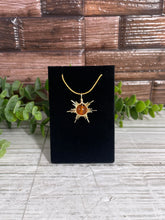 Load image into Gallery viewer, Carnelian Star/Sun Wire-Wrapped Pendant (Gold)
