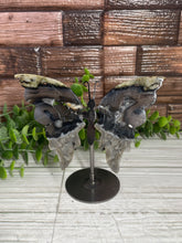 Load image into Gallery viewer, Volcanic Agate Butterfly Wings On Stand