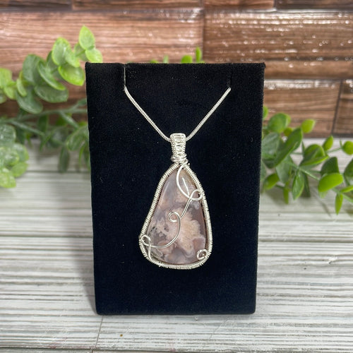 Flower Agate Wire-Wrapped Pendant