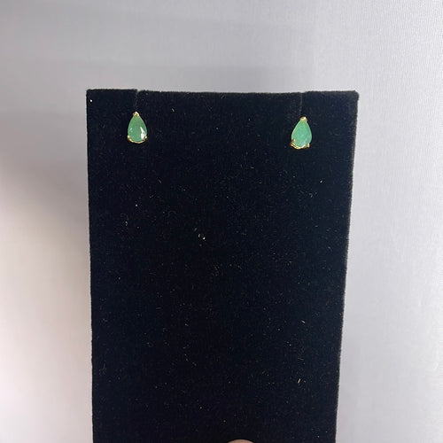 Emerald 14k Gold Plated Stud Earrings