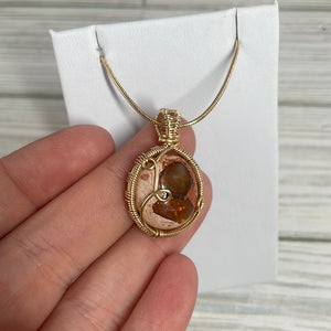 Fire Opal Wire-Wrapped Pendant