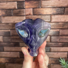 Load image into Gallery viewer, Fluorite Alien Head With Labradorite Eyes