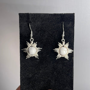 Howlite Snowflake/Star Wire-Wrapped Earrings