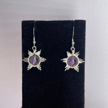 Load image into Gallery viewer, Amethyst Snowflake/Star Wire-Wrapped Earrings