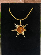 Load image into Gallery viewer, Carnelian Star/Sun Wire-Wrapped Pendant (Gold)