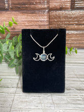 Load image into Gallery viewer, Labradorite Triple Moon Wire-Wrapped Pendant