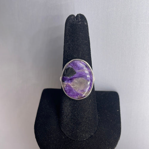 Charoite Size 8 Sterling Silver Ring