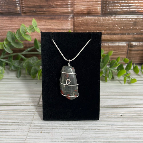 Bloodstone Wire-Wrapped Pendant