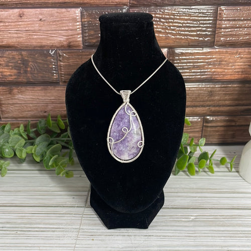 Lepidolite Wire-Wrapped Pendant