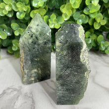 Load image into Gallery viewer, Prehnite Half Polished Tower