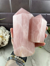 Load image into Gallery viewer, Rose Quartz Twin Tower