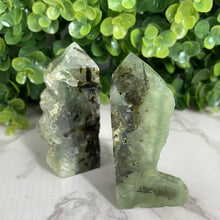 Load image into Gallery viewer, Prehnite Half Polished Tower