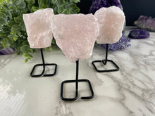 Load image into Gallery viewer, Raw Rose Quartz On Stand
