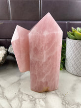 Load image into Gallery viewer, Rose Quartz Twin Tower
