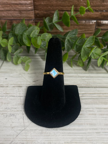 Rainbow Moonstone SZ 7 14k Gold Plated Sterling Silver Ring
