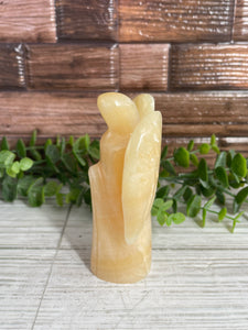 Orange Calcite Angel Carving Large