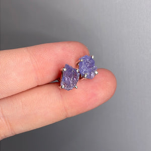 Tanzanite Sterling Silver Stud Earrings