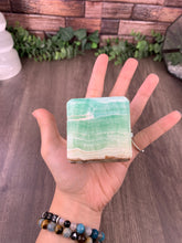 Load image into Gallery viewer, Caribbean Calcite Cube on Caribbean Calcite Slab