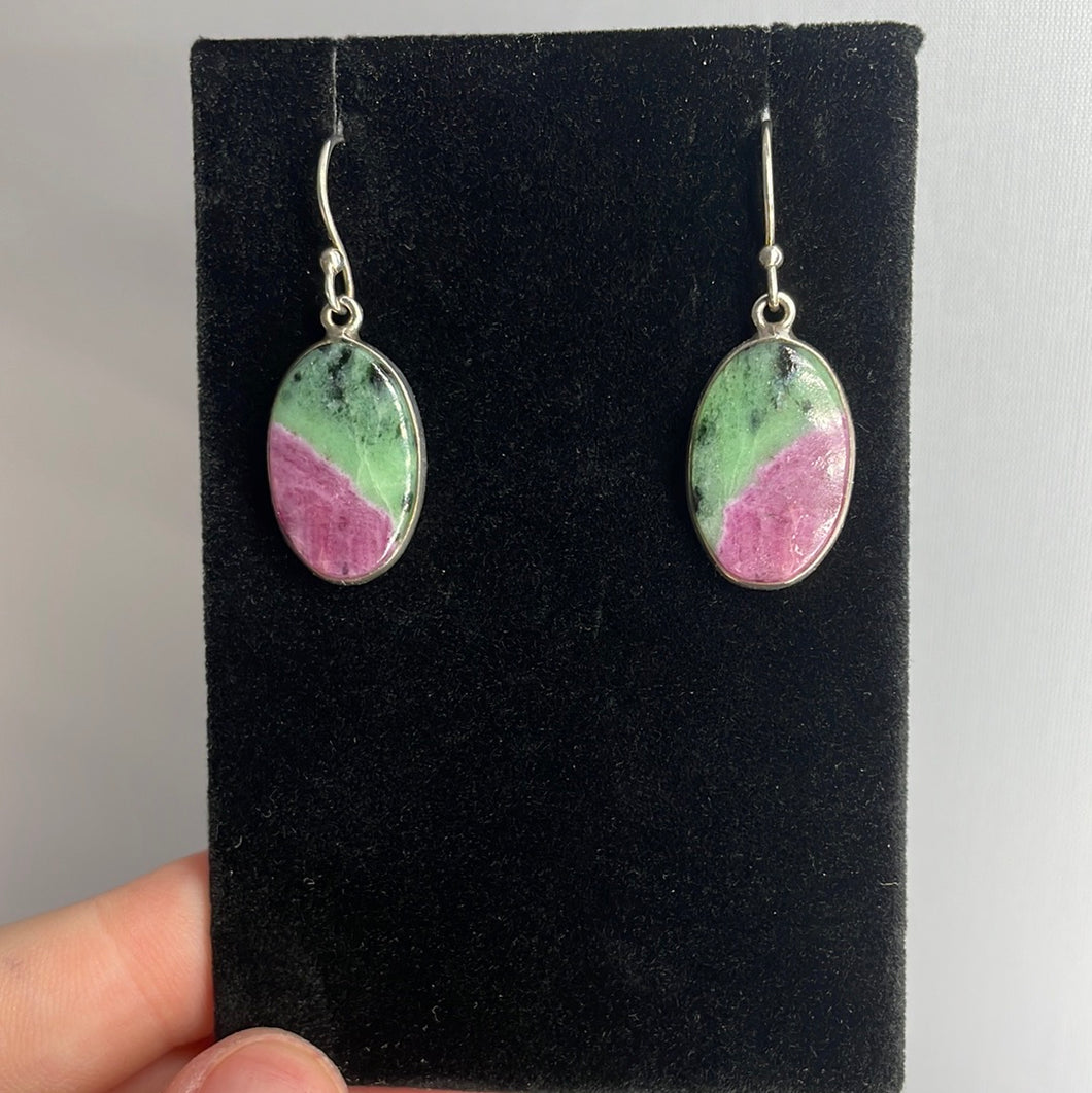 Ruby Zoisite Sterling Silver Earrings