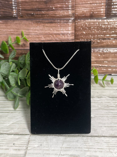 Amethyst Star/Snowflake Wire-Wrapped Pendant
