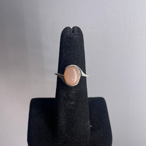 Peach Moonstone Size 5 Sterling Silver Ring
