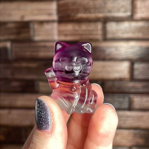 Fluorite Lucky Cat Carving