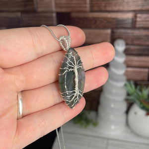 Moss Agate Tree Of Life Wire-Wrapped Pendant