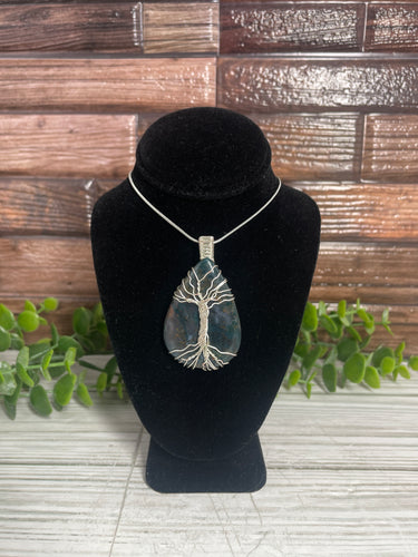 Moss Agate Tree Of Life Wire-Wrapped Pendant