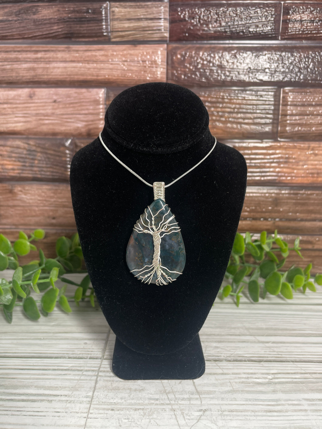 Moss Agate Tree Of Life Wire-Wrapped Pendant