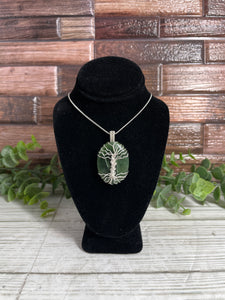 Nephrite Jade Tree Of Life Wire-Wrapped Pendant
