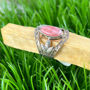 Rhodochrosite Sterling Silver Ring Size 10