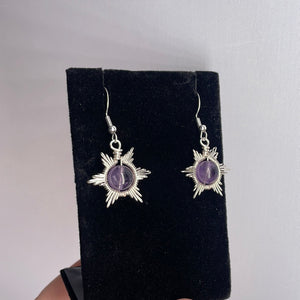 Amethyst Snowflake/Star Wire-Wrapped Earrings