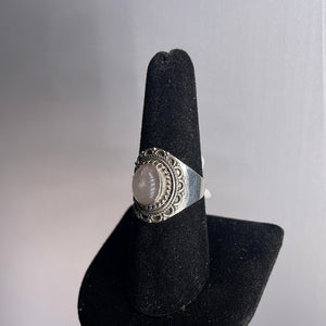Rose Quartz Size 8 Sterling Silver Ring