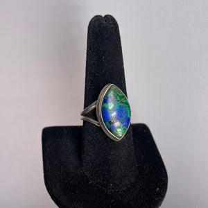 Malachite & Azurite Size 9 Sterling Silver Ring