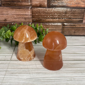 Honey Calcite Mushroom Carving