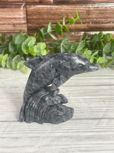 Larvikite Dolphin Carving