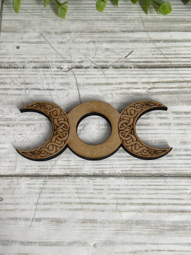 Triple Moon Goddess Wooden Sphere Stand