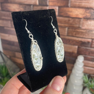 Moss Agate Wire-Wrapped Earrings