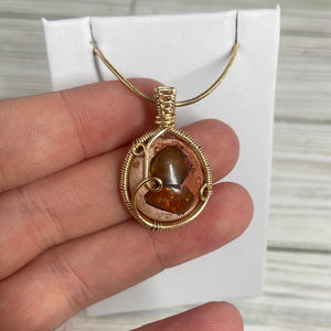 Fire Opal Wire-Wrapped Pendant