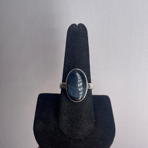 Blue Tiger Eye Size 9 Sterling Silver Ring