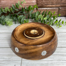 Load image into Gallery viewer, Wooden Round Incense Burner